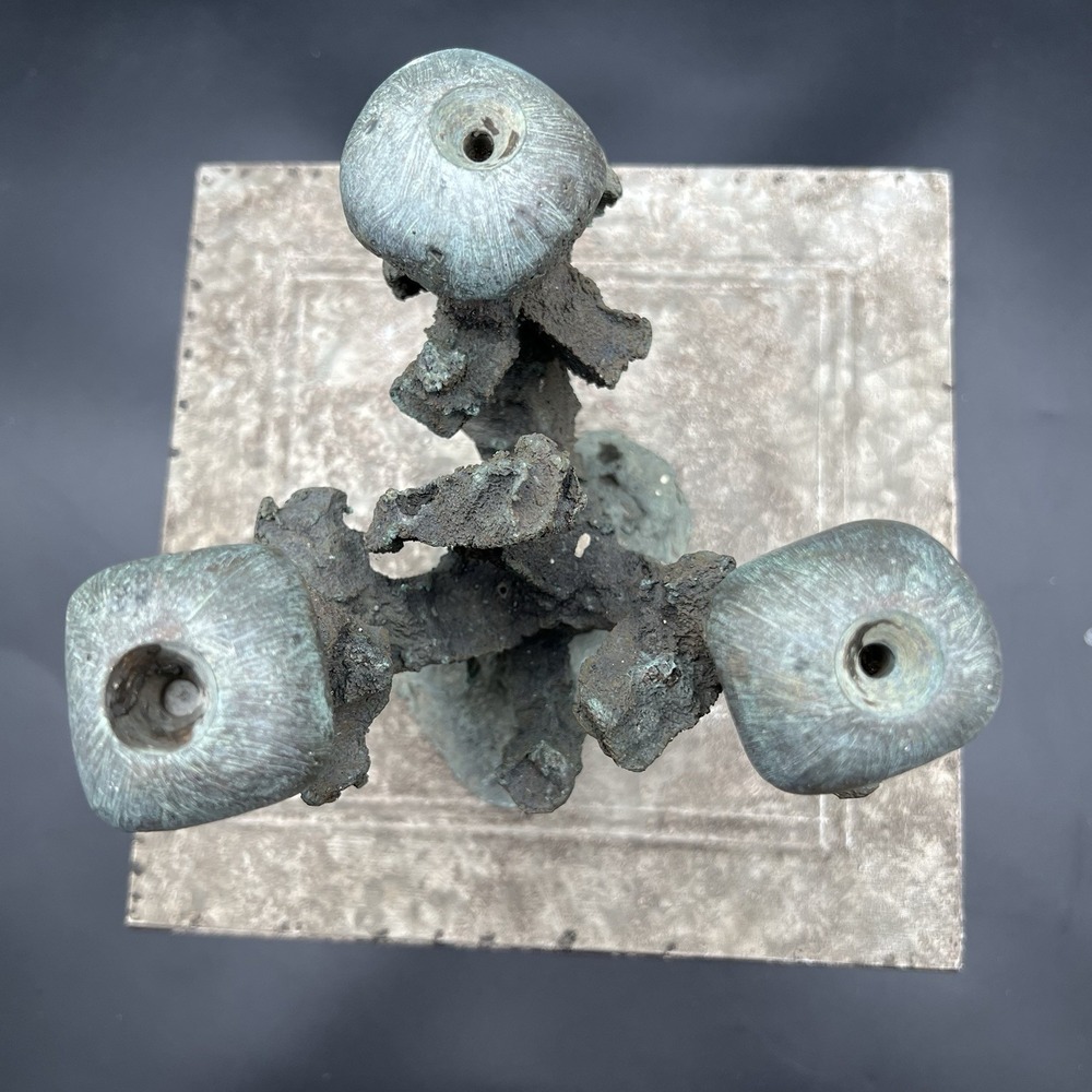 Vtg Brutalist Cast Bronze Mushroom Sculpture 6.5" Mid Century Organic Art MCM - Picture 9 of 12